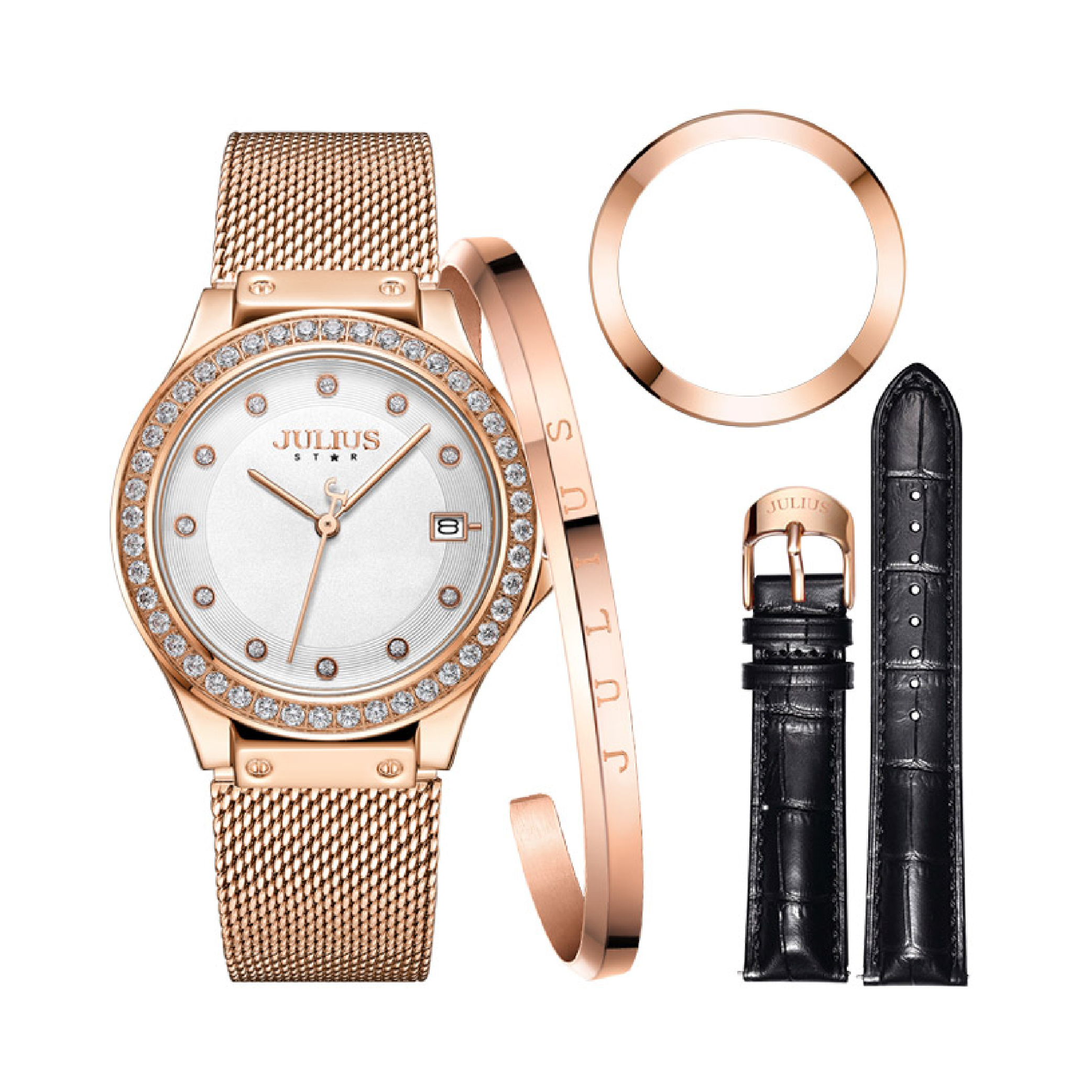 นาฬิกา Julius JS-040 B สายสแตนเลสถัก สีโรสโกลด์